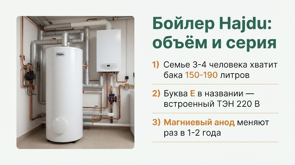 Бойлер Hajdu: объём и серия