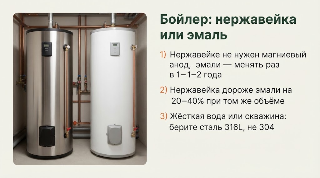 Бойлер: нержавейка или эмаль
