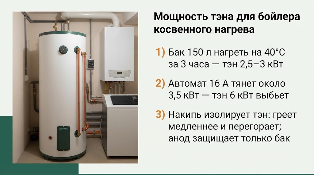 Мощность тэна для бойлера косвенного нагрева