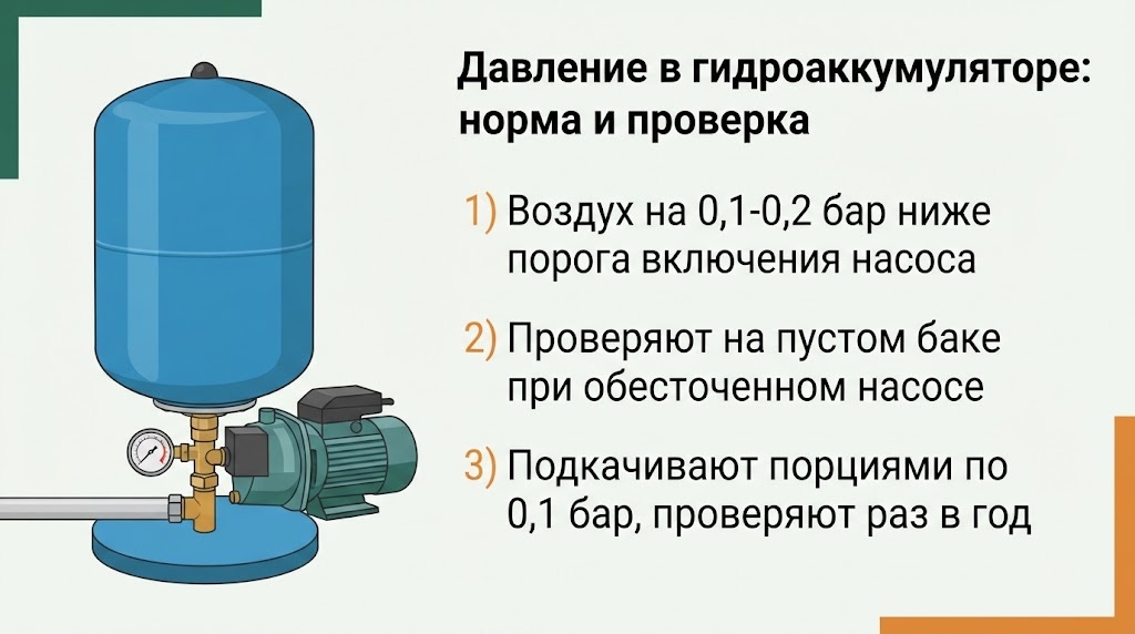 Давление в гидроаккумуляторе: норма и проверка