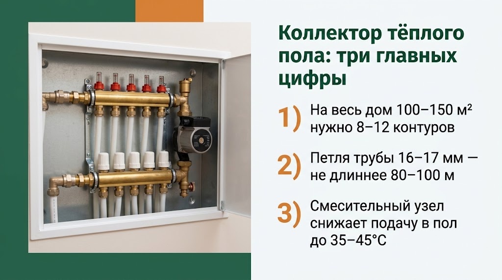 Коллектор тёплого пола: три главных цифры