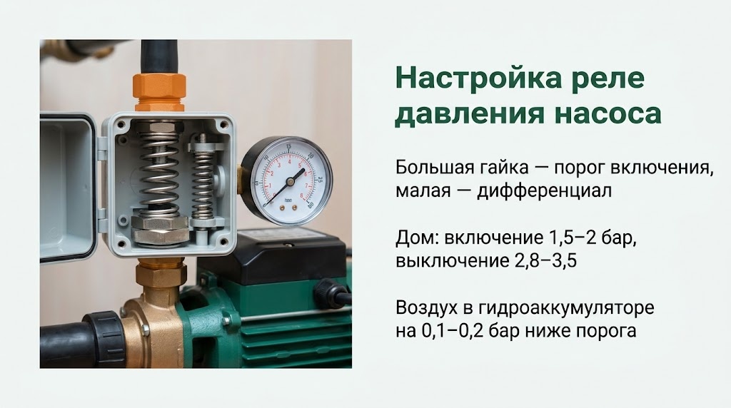 Настройка реле давления насоса