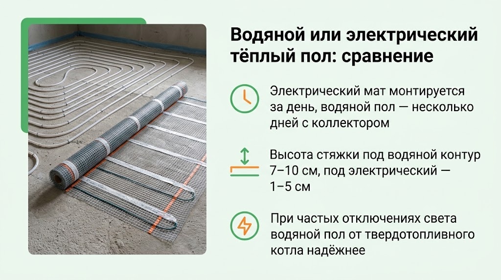 Водяной или электрический тёплый пол: сравнение