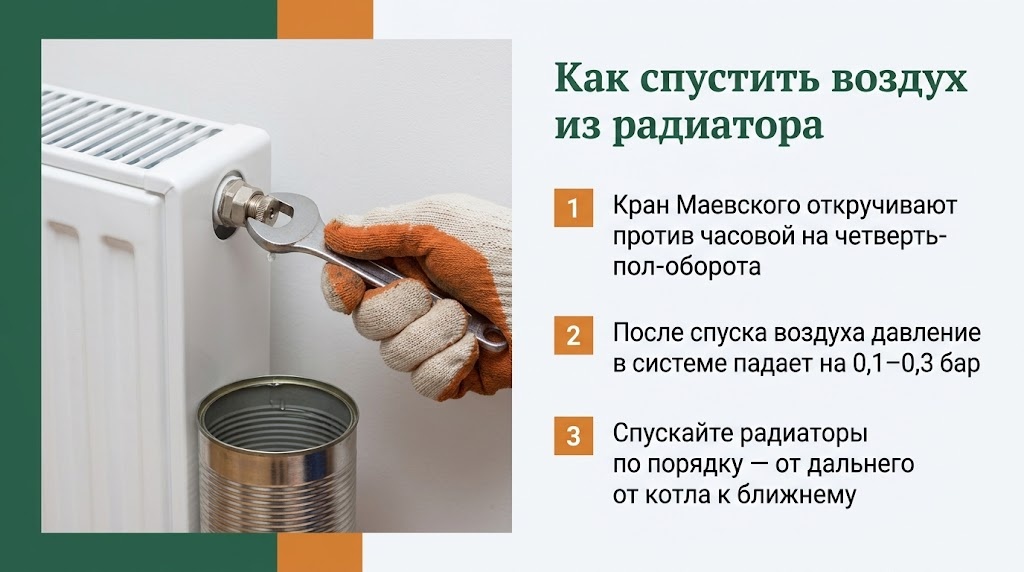 Как спустить воздух из радиатора