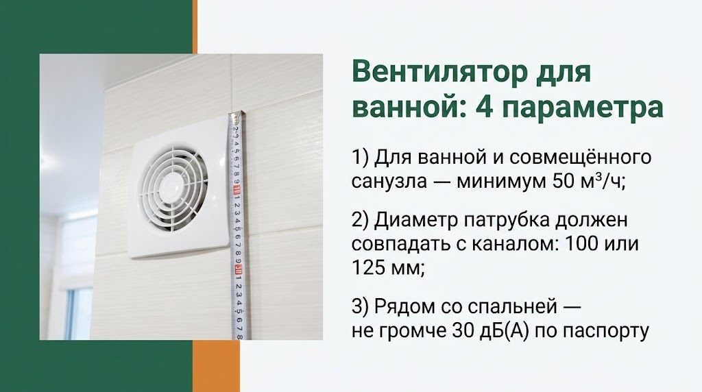 Вентилятор для ванной: 4 параметра